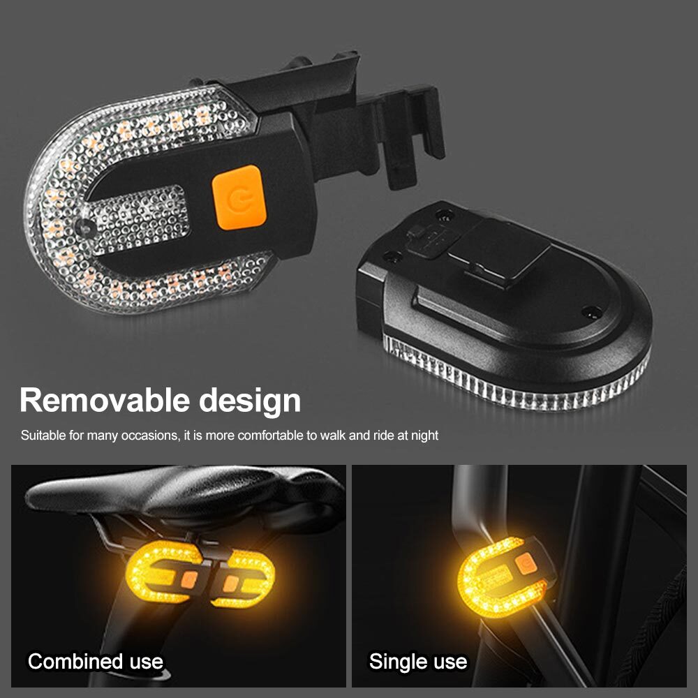 Bike Turn Signals Light Front and Rear Usb Bicycle Tail Light W/ Remote Control