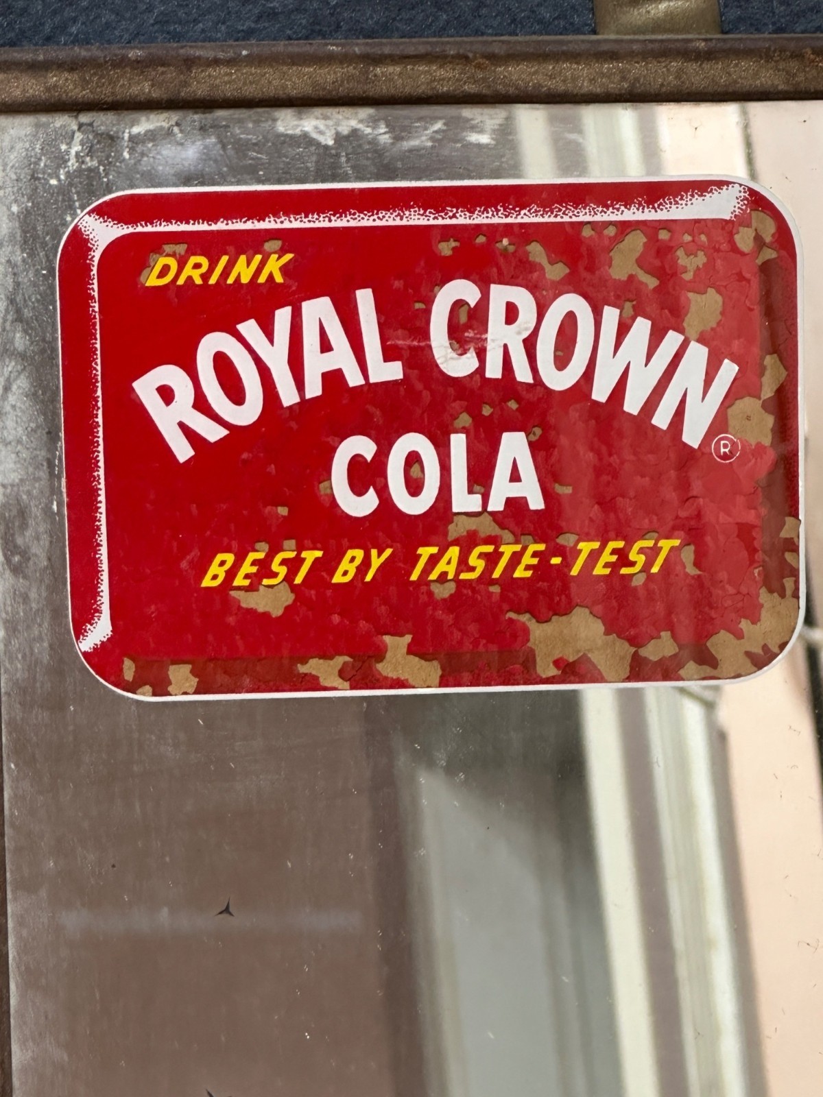 Vintage Royal Crown Cola Mirror Thermometer Wall Hanging Retro 1950s Advertising