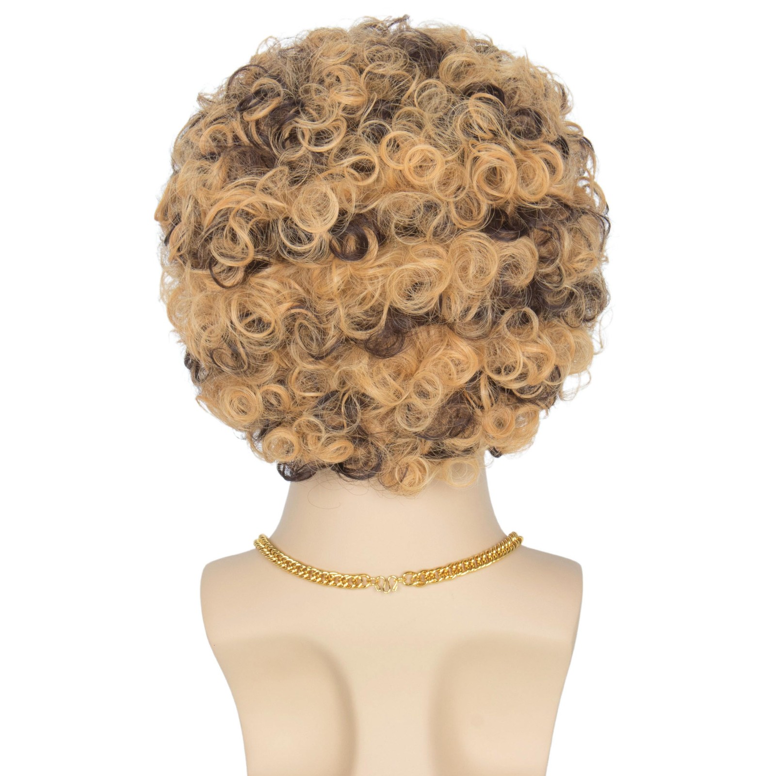 Miss U Hair 70s Disco Wig For Men Blonde Mix Brown Short Curly Afro Set