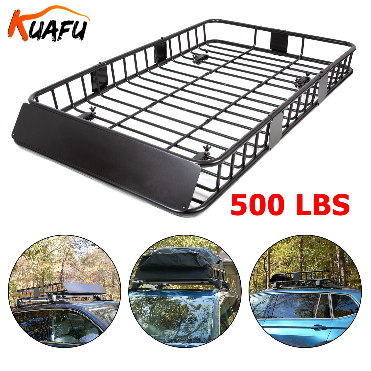 500LBS 64" Universal Roof Rack Steel Luggage Cargo Carrier Top Basket SUV Truck