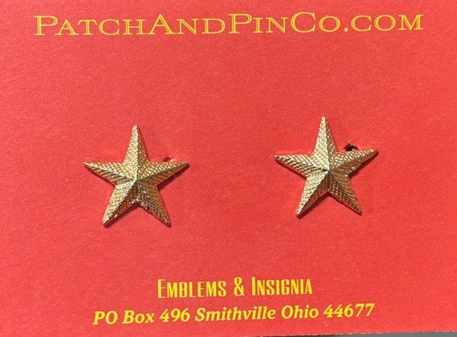 1 star 3/4" Corrugated GOLD Pair Collar Pin Rank Insignia Police Chief Deputy