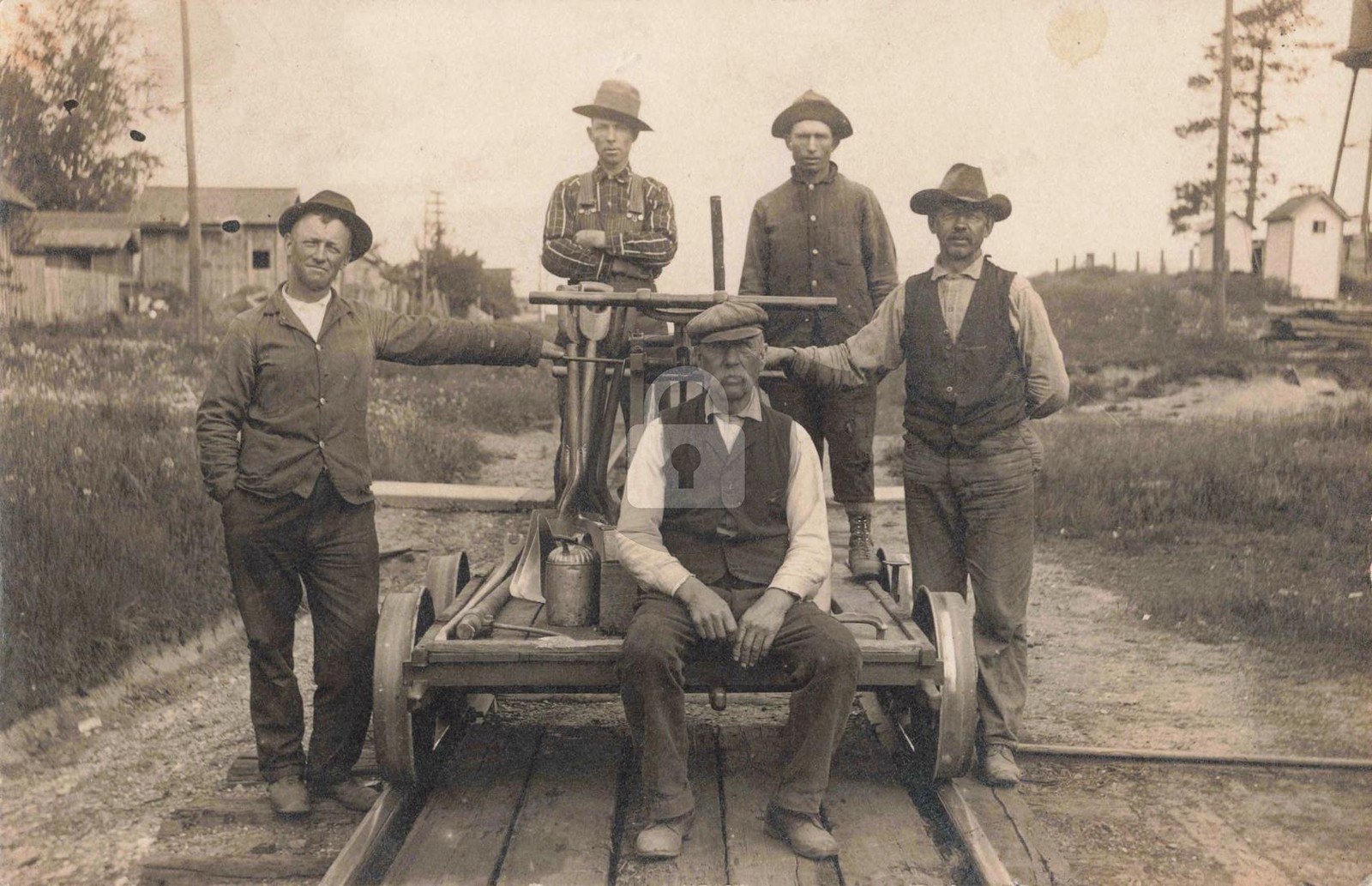 Railroad Hand Car, Roscomon MI Michigan 1912 RPPC Photo Postcard COPY
