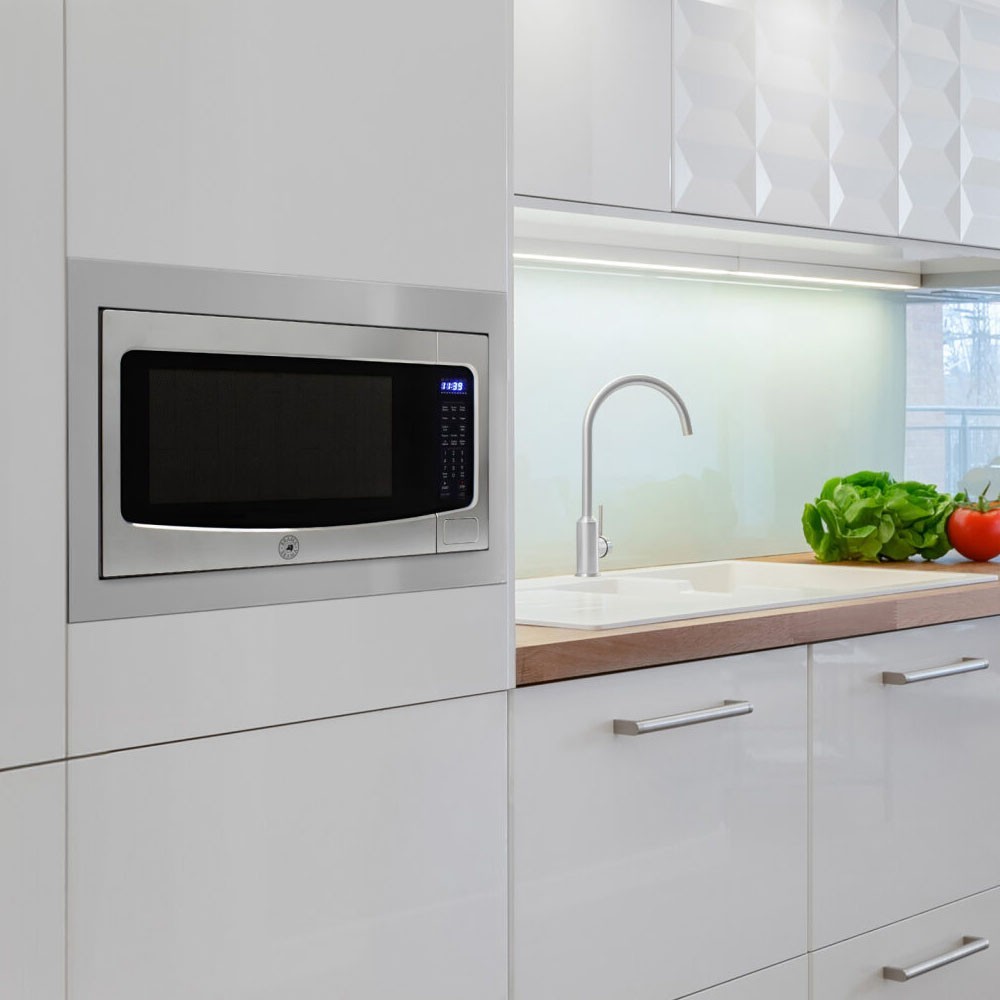 Brama 1.6 Cu. Ft. 1100W Built-In Stainless Microwave w/ Smart Sensor