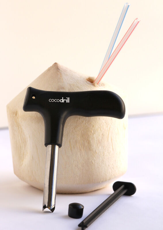 USA CocoDrill Coconut Opener Tool + Stainless Steel Straw Opening Coco Drill