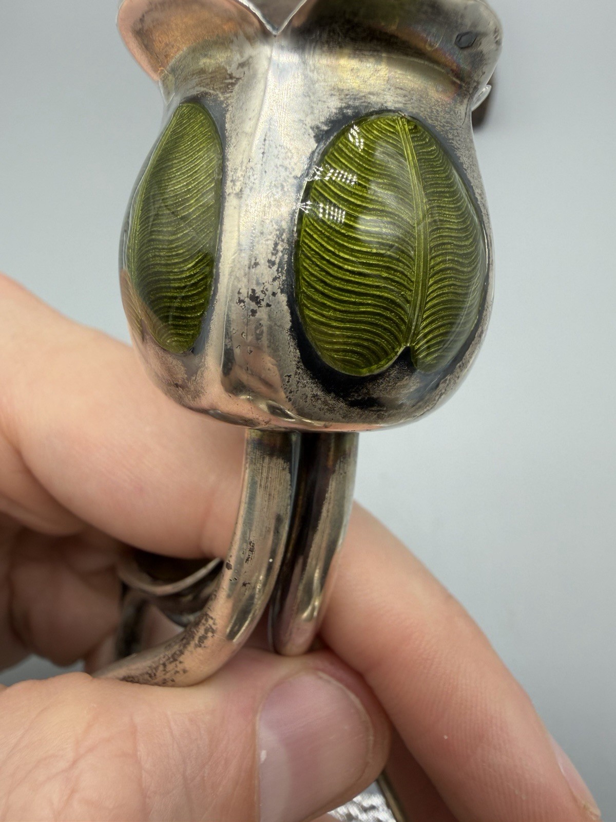 Austrian Art Nouveau Silver and Enamel Candlestick by Georg Adam Scheid, ca 1900