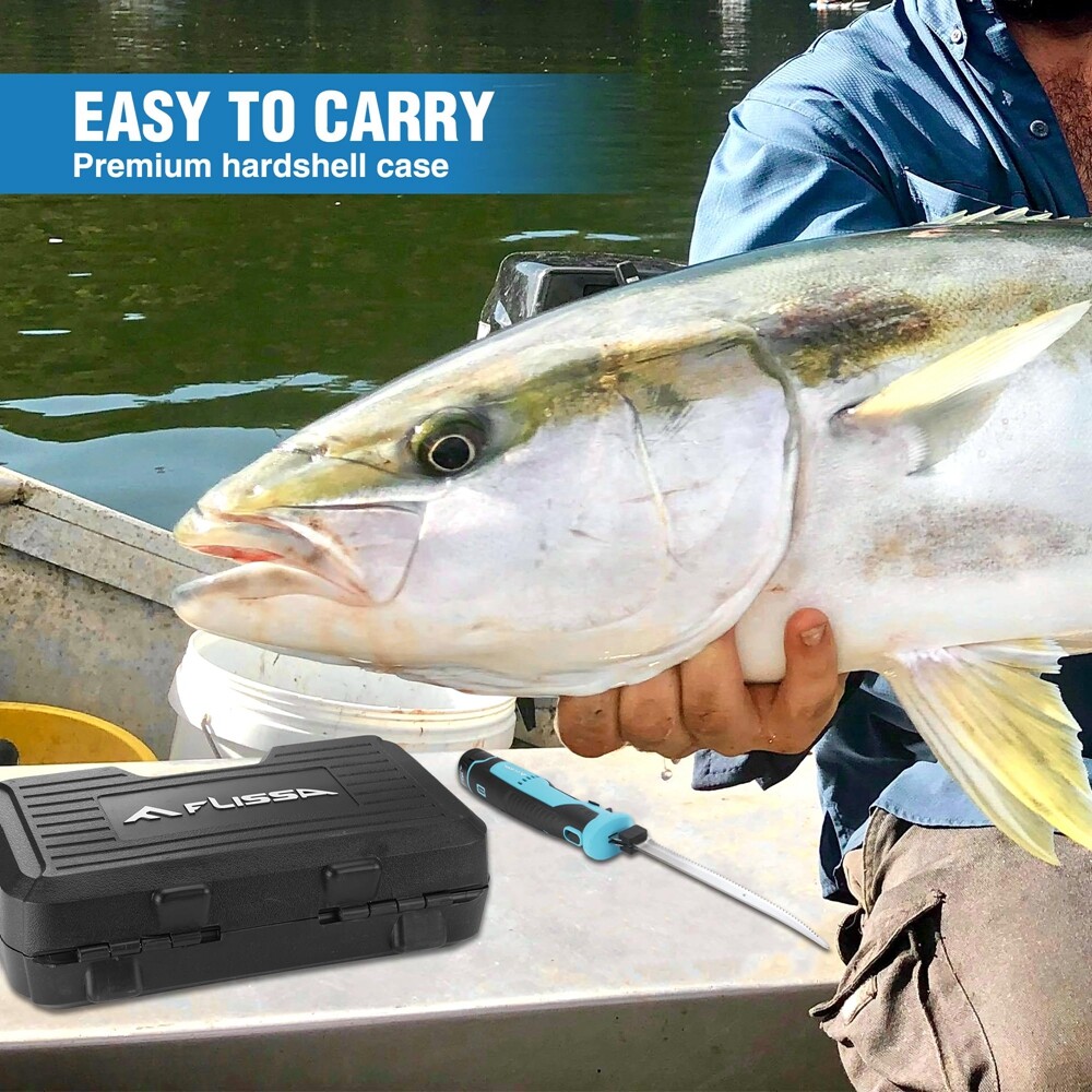 Cordless Electric Fillet Knife 8" 10" Stainless Steel Blade 2PC Batteries w/Case