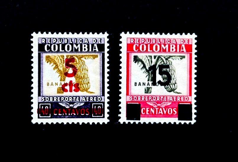 COLOMBIA Stamp Lot - 1939 Bananas Air Mail Overprint Sn C116-7 MNG r1