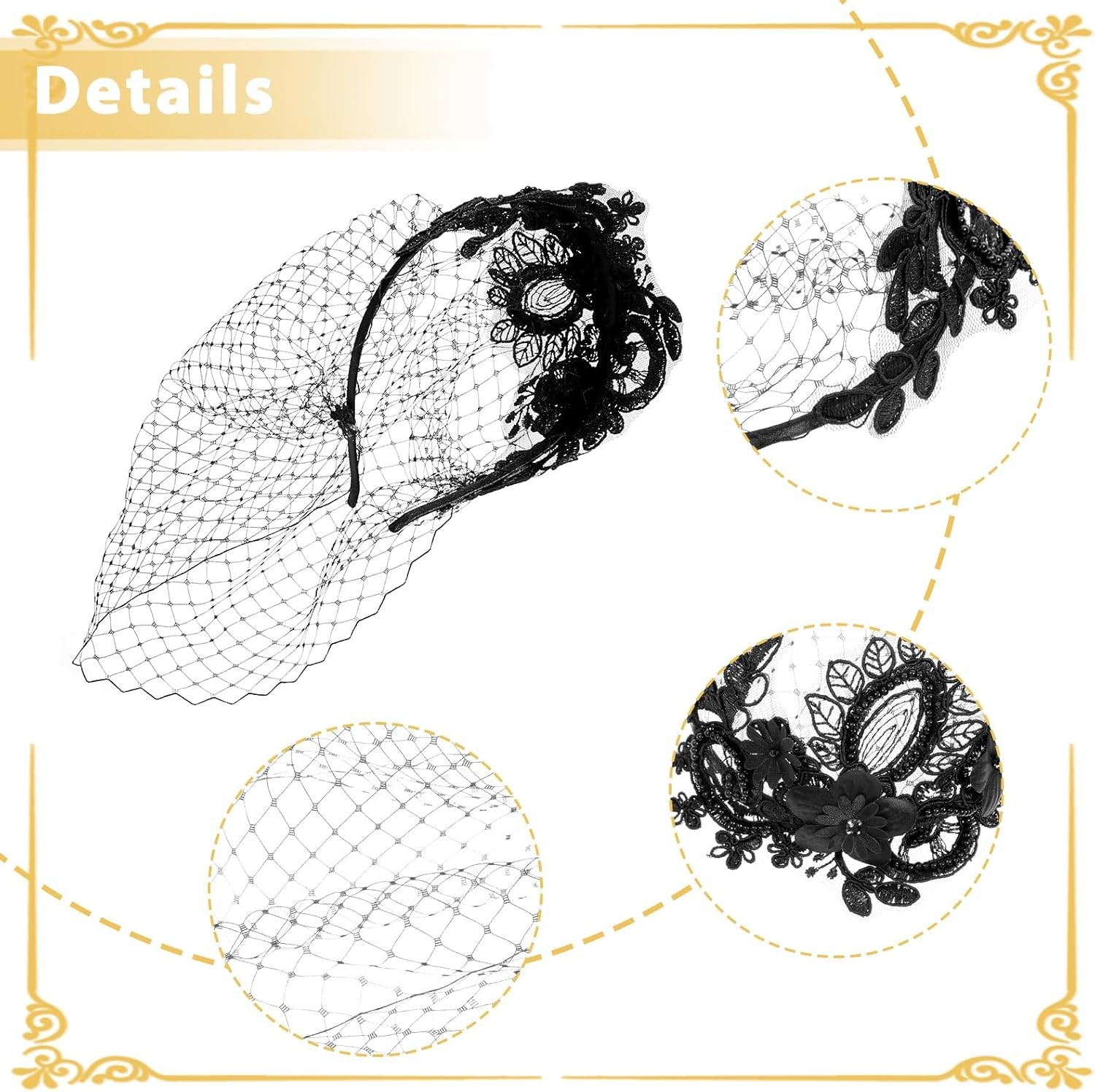 Giantree Black Veils for Women, Veil Mesh Headband, Wedding Veil...