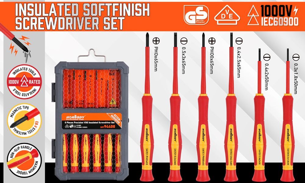 1000V 6 Mini Insulated Screwdriver Set Magnetic Tip Electrician Slotted Phillips