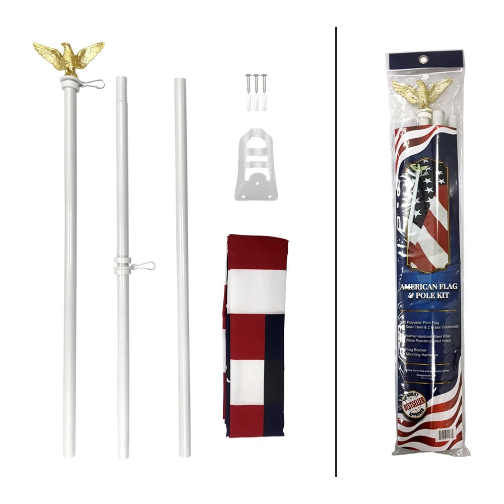 USA Flag & Flag Pole Kit American Flag Kit US Flag and Pole Kit 6ft Pole 3x5ft