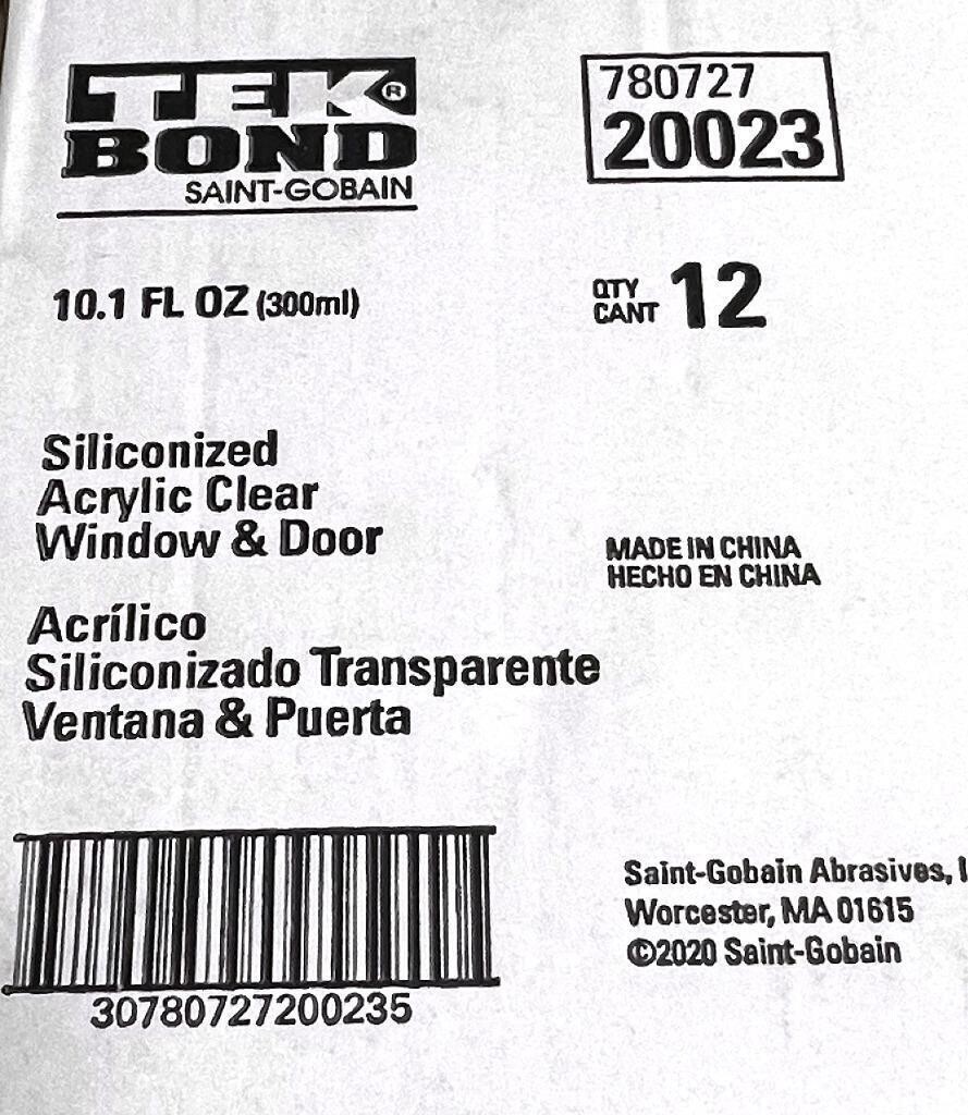 Tek Bond Clear Siliconized Acrylic Caulk Sealant Window & Door 10.1 OZ (12 Pack)