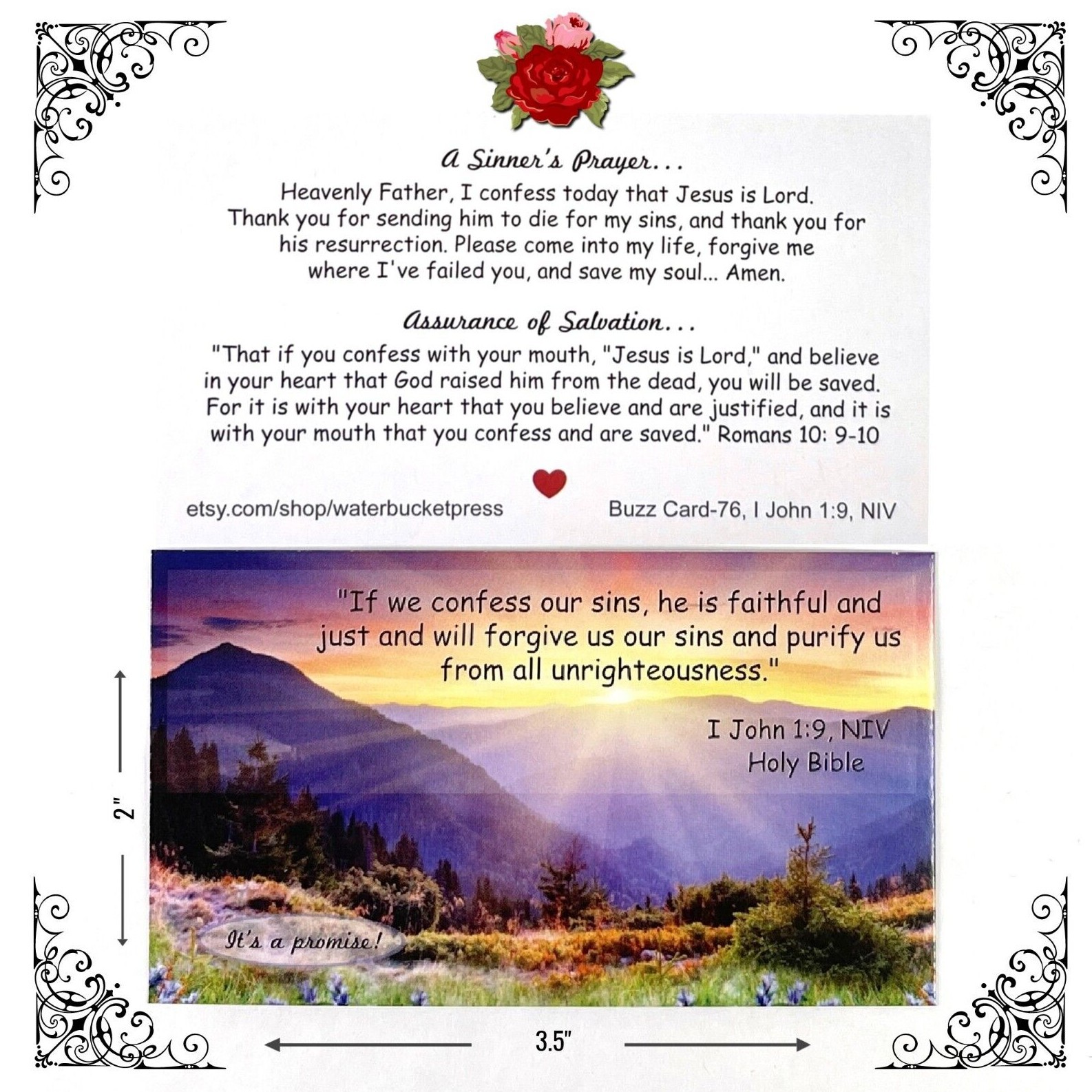 Pocket Prayer Cards, Bible Scripture Cards, A Sinner's Prayer Romans 10:9