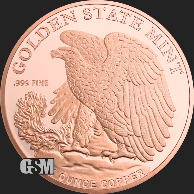 1 Oz. Solid .999 Fine Copper Round - Walking Liberty - Golden State Mint