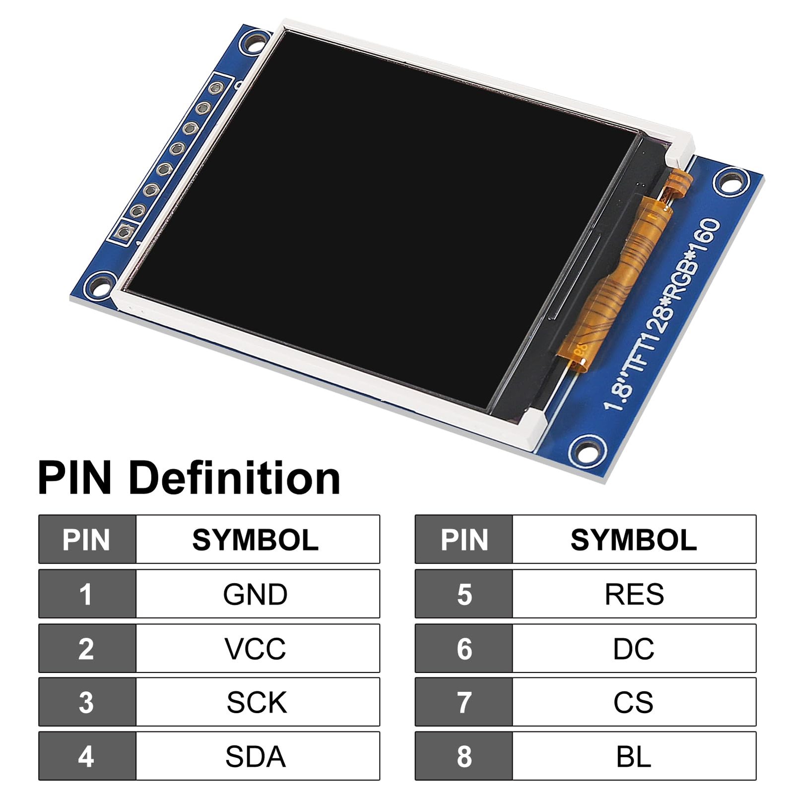 XIITIA 2pcs 1.8" SPI TFT LCD Display Module 128x160 RGB Screen 3.3V...
