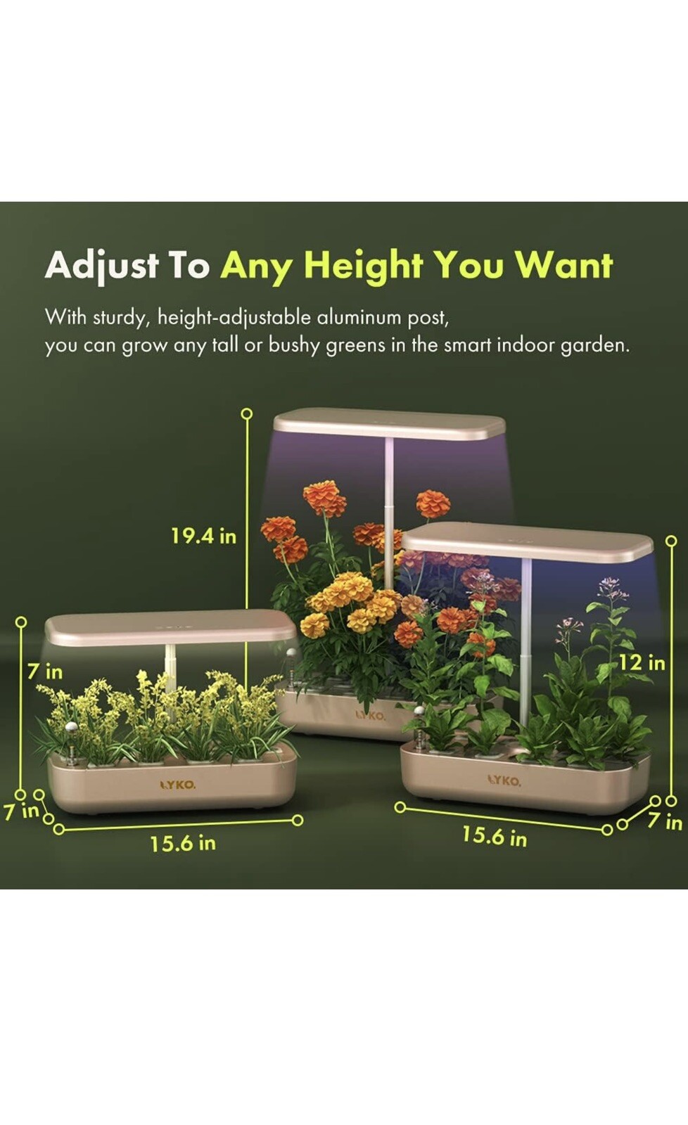 LYKO 12 Pods Hydroponics Growing System Kit, Indoor Garden W/full-spectrum 36w