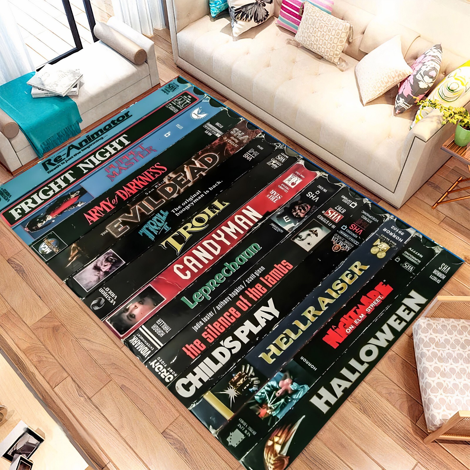 Nostalgic Retro Style Rug,Vhs Case Themed Rug,Horror Rug,Movie Room NostalgicRug