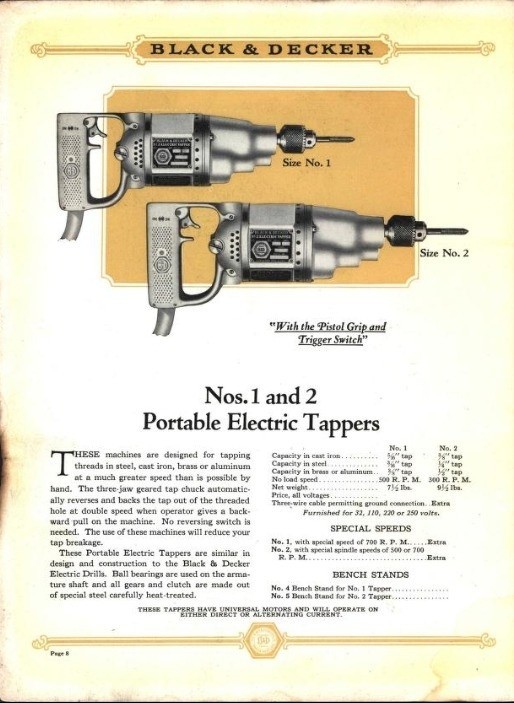Black & Decker #2 Tapping drill (1926) Excellent shape, very rare.