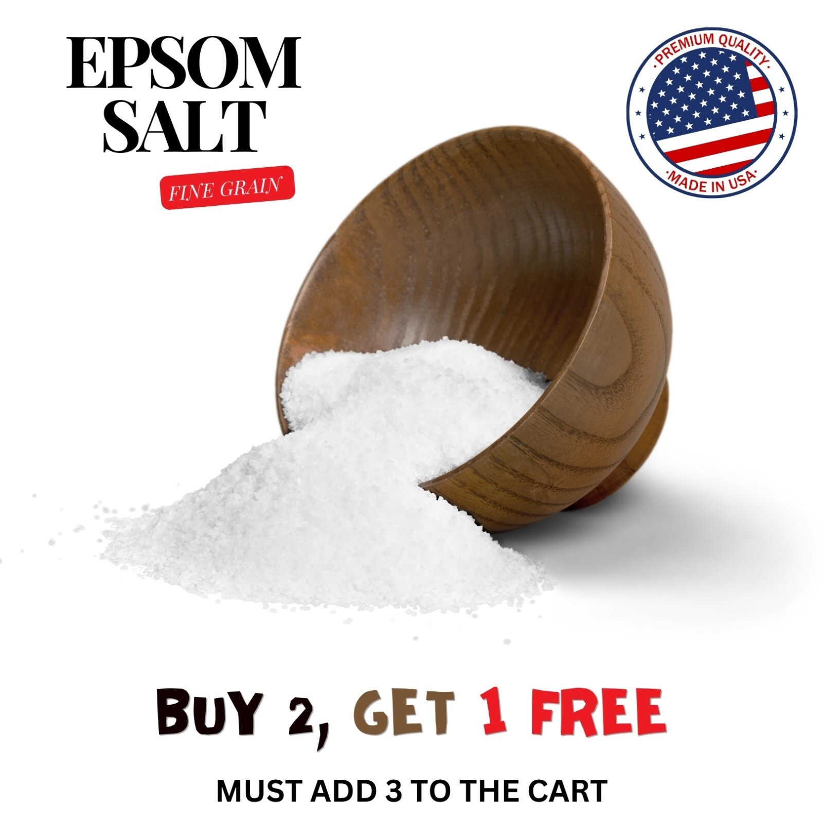 Pure Epsom Salt Fine Magnesium Sulfate, 100% Natural Skin Benefits USP Grade