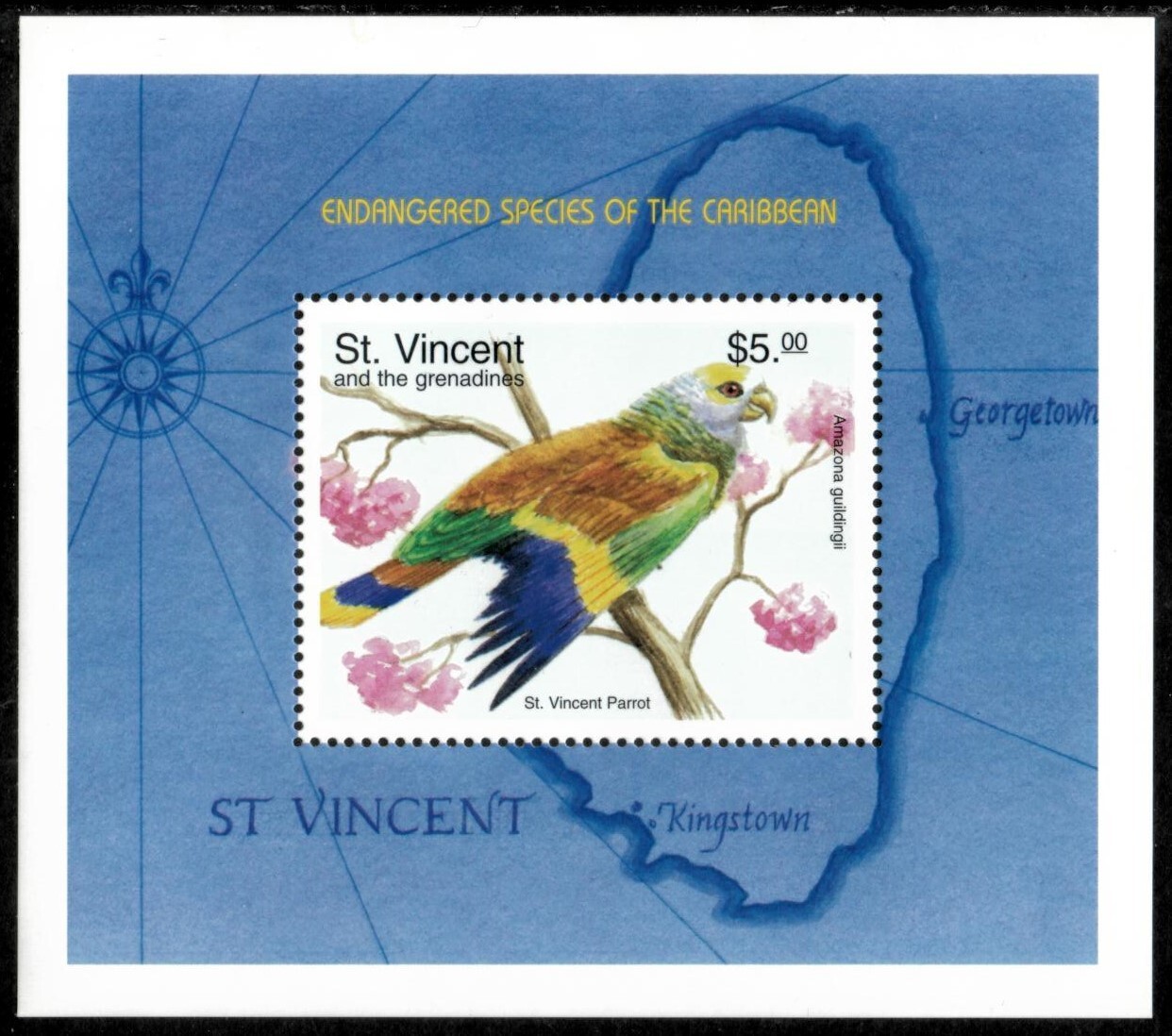 St. Vincent 1998 - Endangered Birds - Souvenir Stamp Sheet - Scott #2550 - MNH