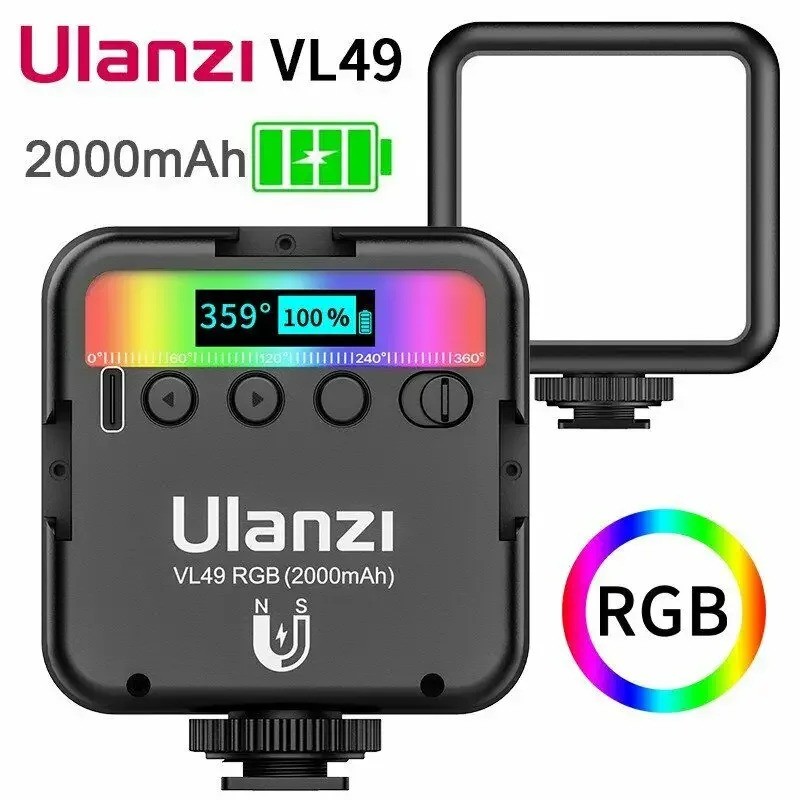 Ulanzi VL49 RGB Video Light Mini LED Camera Light 2000mAh Rechargable Fill Light