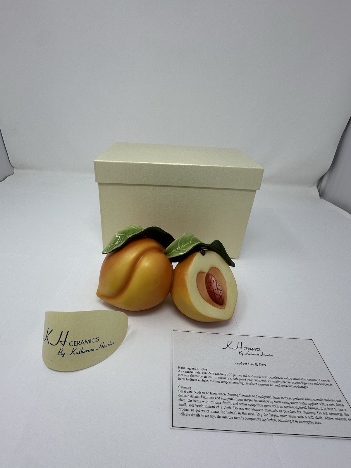 Katherine Houston KHO Porcelain Peaches 1997 Hand Painted Ceramic NEW/ BOX!!!