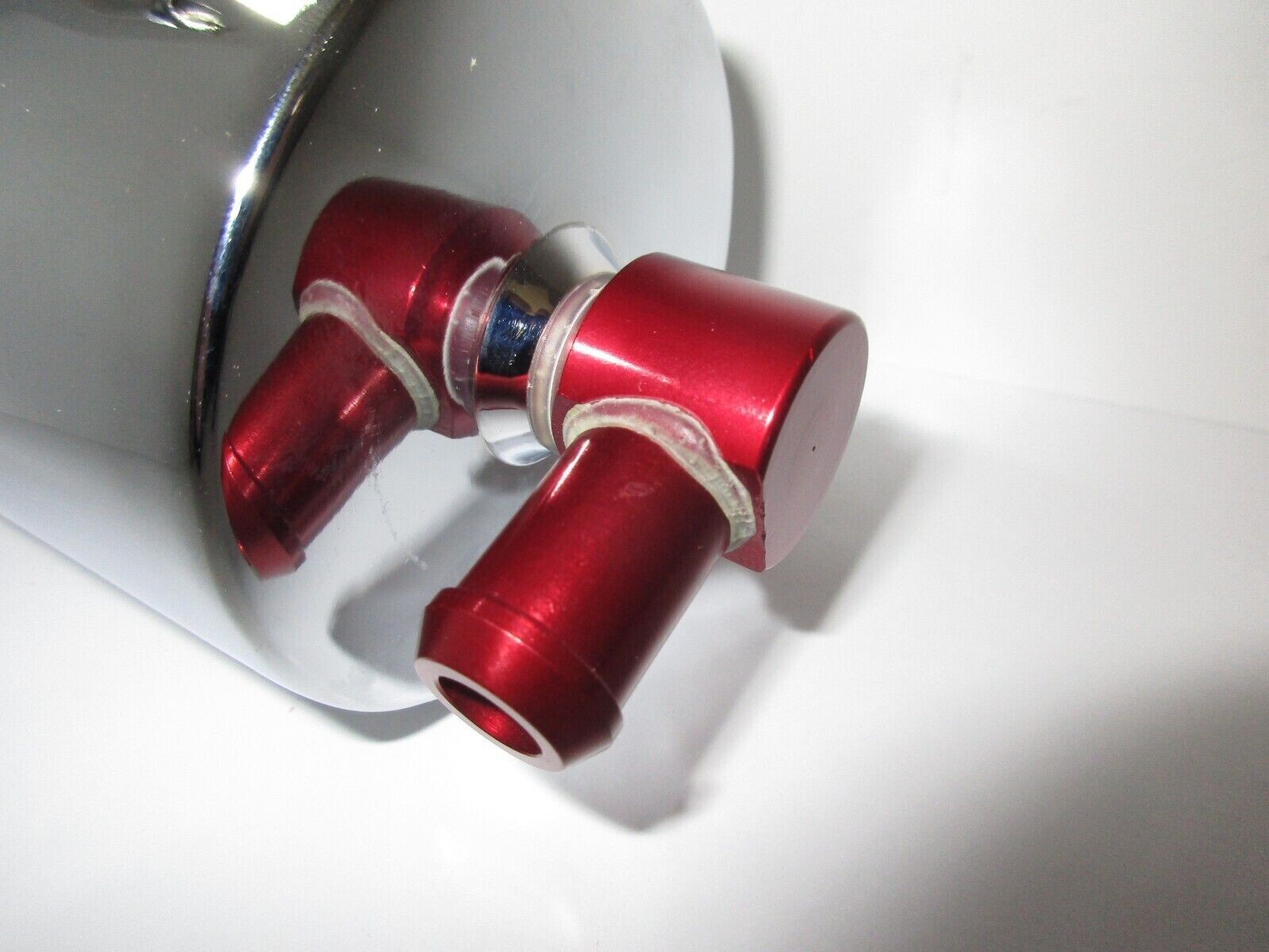 CHROMED ALUMINUM POWER STEERING OVERFLOW REMOTE RESERVOIR 12 oz. UNIVERSAL #9968