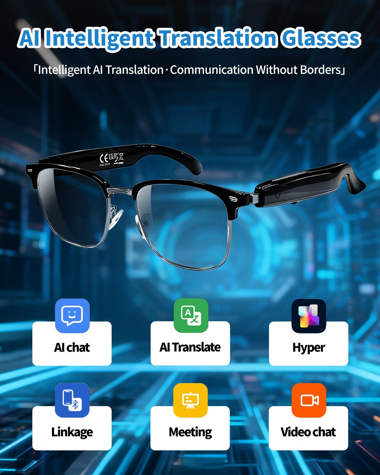 Smart Glasses AI Bluetooth Call Glasses Audio Translation for Men and Women Work