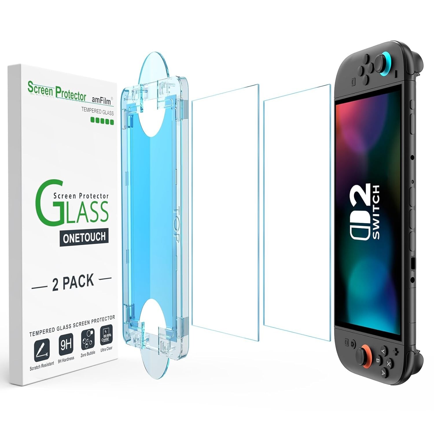 (2pack) amFilm Nintendo Switch 2 OneTouch Glass Screen Protector (2025,  Matte)