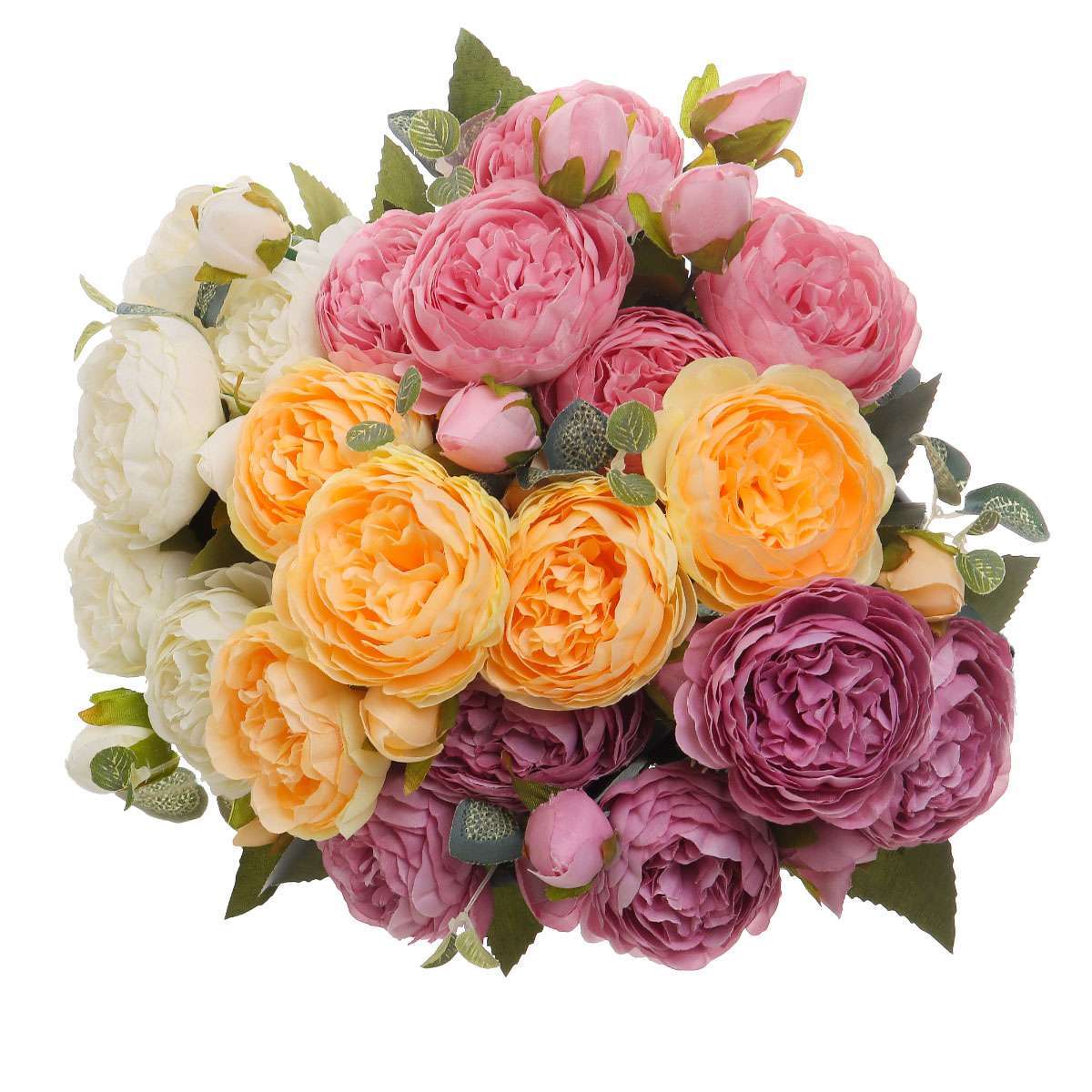 Artificial 9 Heads Silk Peony Flower Wedding Bouquet Home Party Outdoor Decor