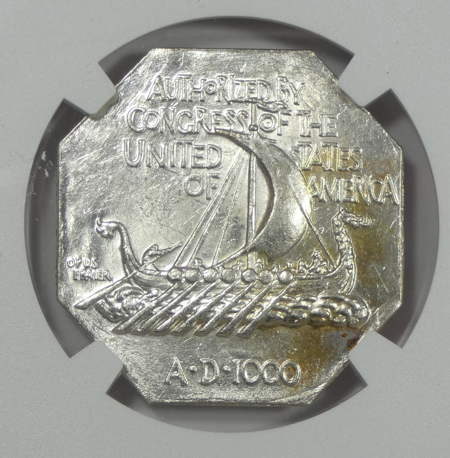 1925 Norse American Silver Commemorative Medal Thin Silver CERTIFIED NGC MS 62