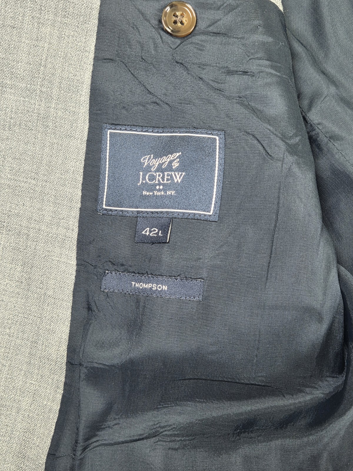 J.Crew Thompson Suit 42L 36x34 Gray 100% Wool Slim Fit Mens 2 Piece Suit Wedding