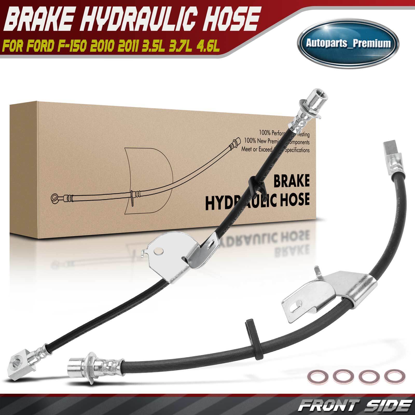 2Pcs Front Left and Right Brake Hydraulic Hose for Ford F-150 2010 2011 Exc. SVT