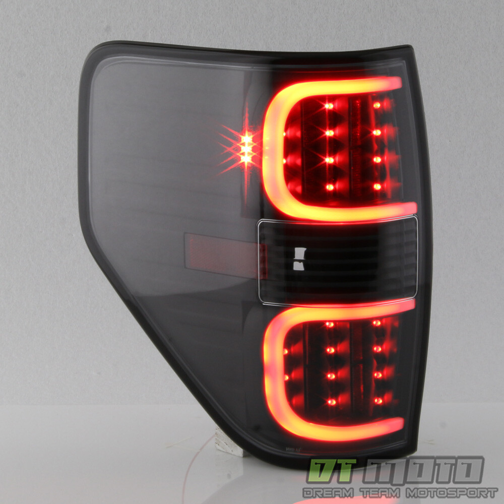 2009-2014 Ford F150 Pickup Black LED Tube Tail Lights Brake Lamps Set Left+Right