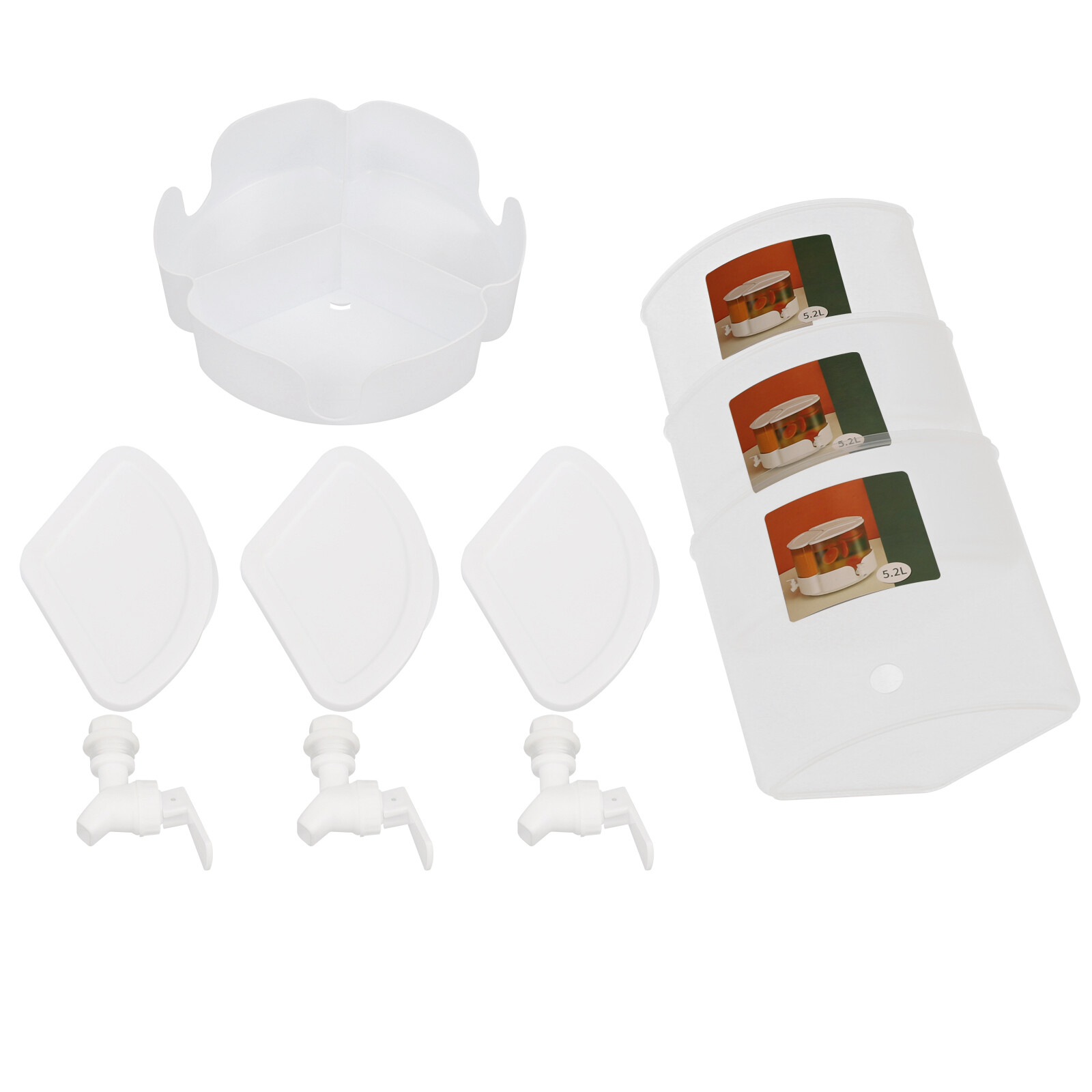 360° Rotation Juice/Drink Dispenser 5.2L 3-in-1 Beverage Dispenser W/ 3* Faucets