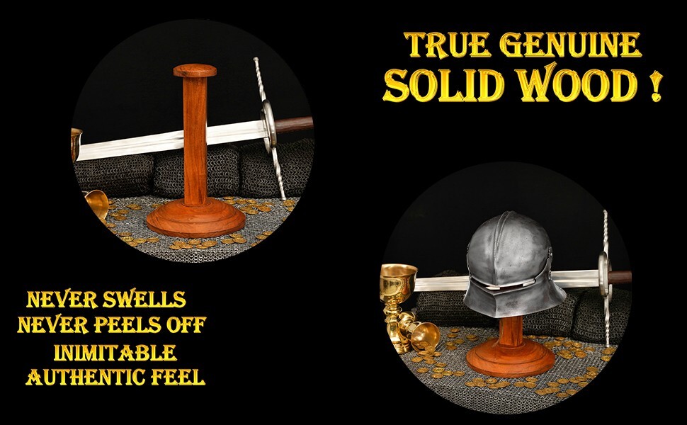 Viking Wooden Helmet Display Stand Medieval Roman Templar Spartan Holder 15 Inch