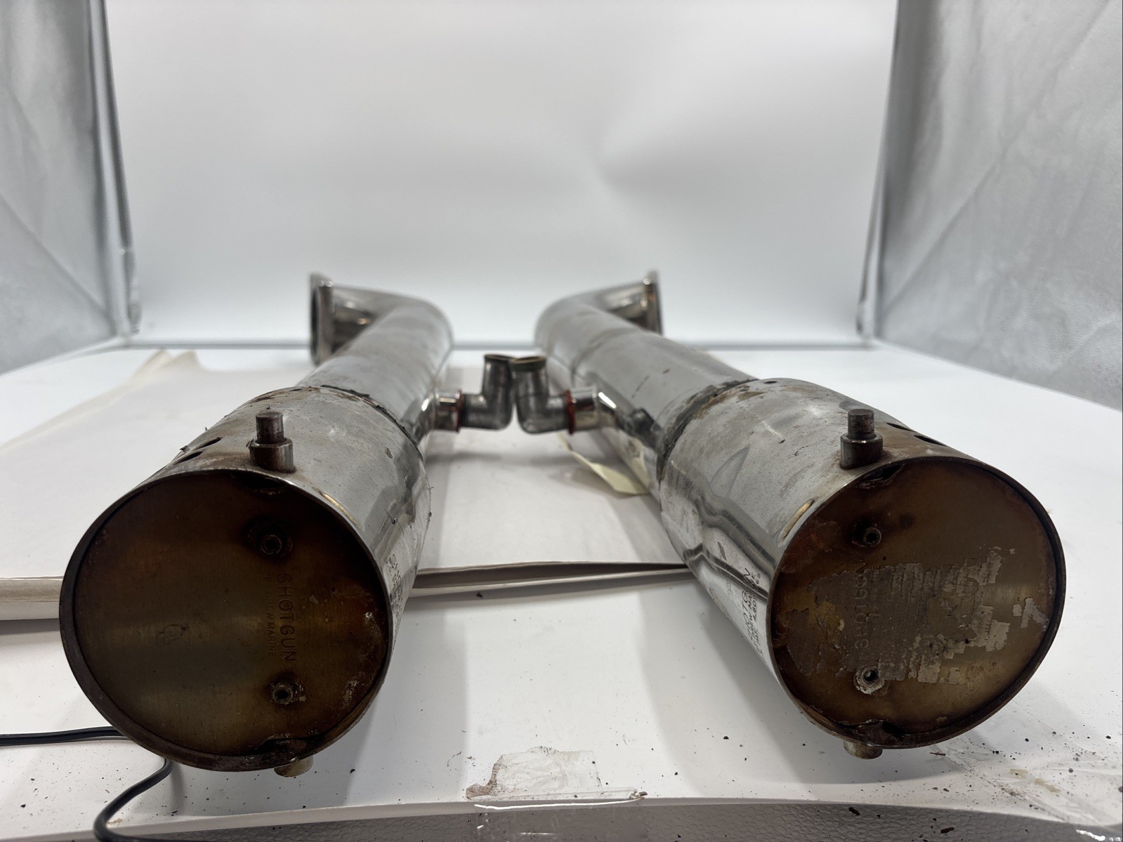 Stainless Exhaust Tail Pipe Risers Set shotgun marine