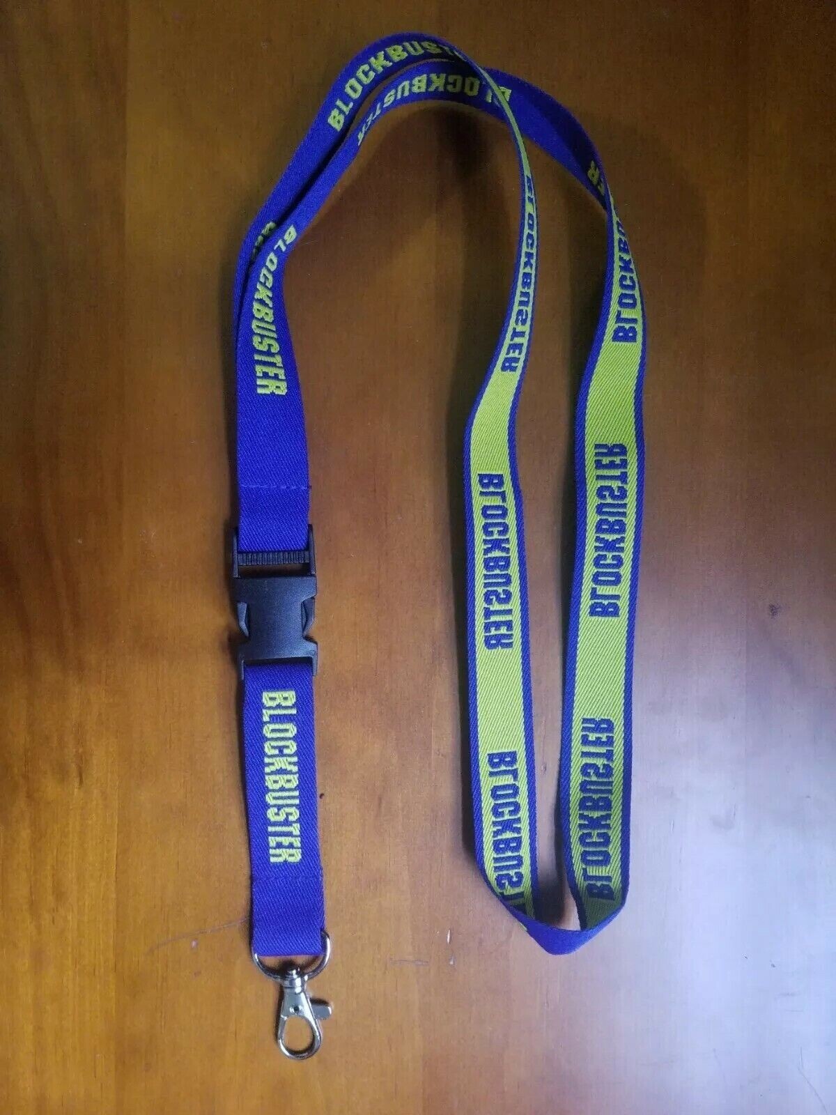 Lanyard Blockbuster Video! 90s Retro Blue Yellow Keychain Necklace Key Holder