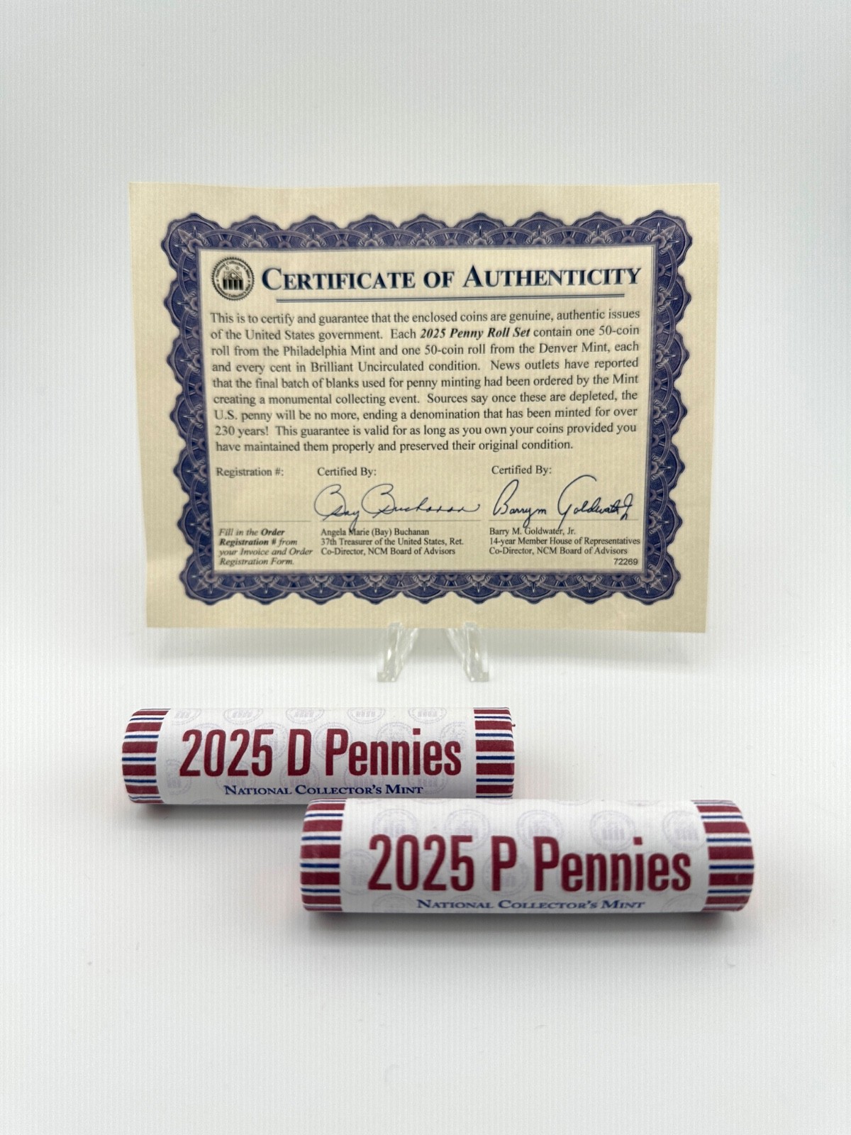 2025  Lincoln Penny Set of 2 Rolls ~ Uncirculated  P & D Mints ~ includes COA!