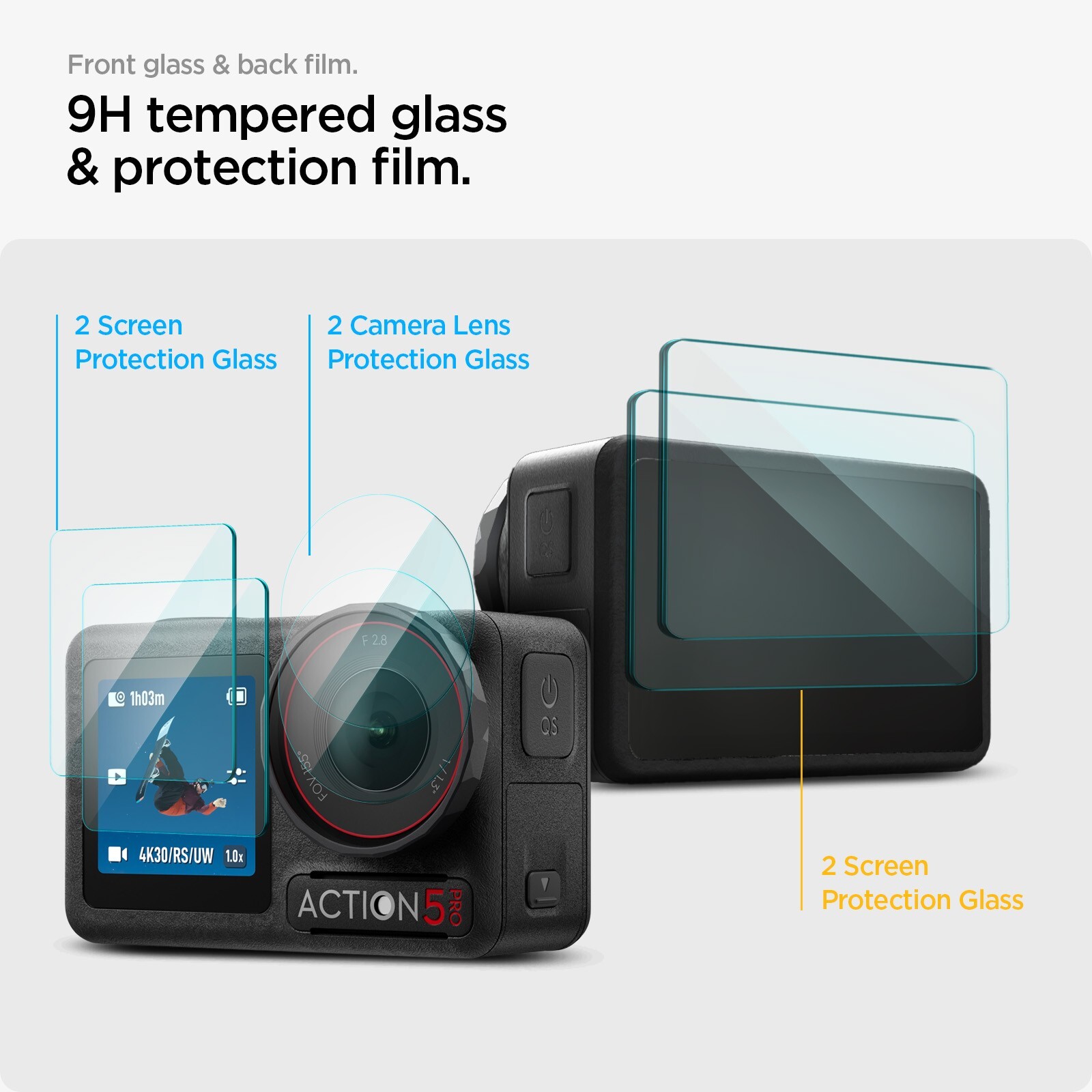 For DJI Osmo Action 5 | Spigen Glas.tR SLIM Screen Protector Multi Pack