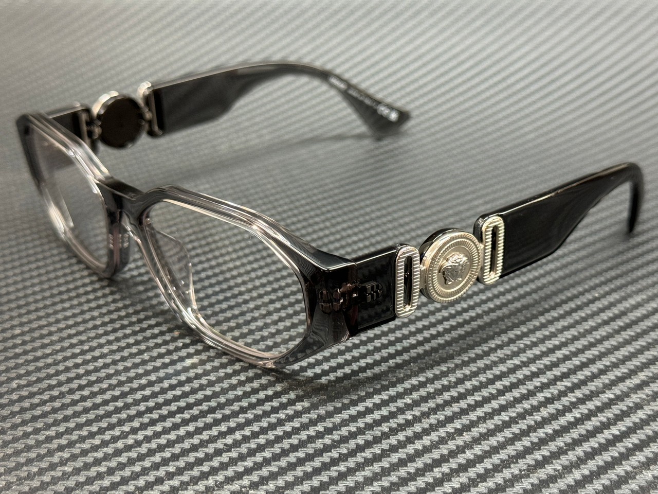 VERSACE VE3320U 593 Grey Transparent Men's 56 mm Eyeglasses