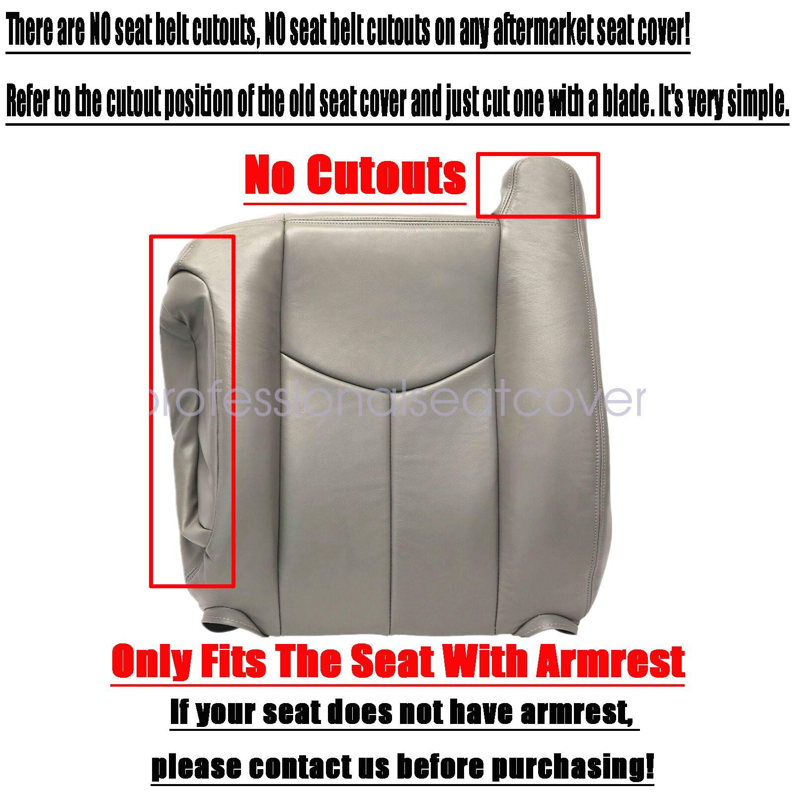 Front Leather Seat Cover & Foam Cushion For 2003-2006 Chevy Silverado Dark Gray