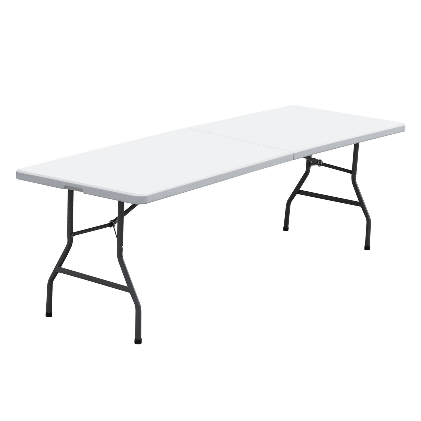 8FT Folding Table Fold-in-Half Plastic Dining Picnic Table for Outdoor w/ Handle