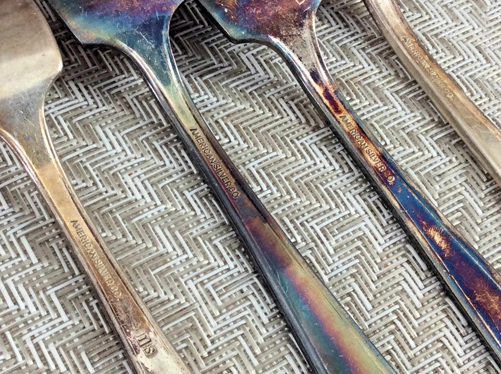 American Silver Co IS 1936 Silverplated Salad/Dessert Forks Camelot Harvest 6 Pc