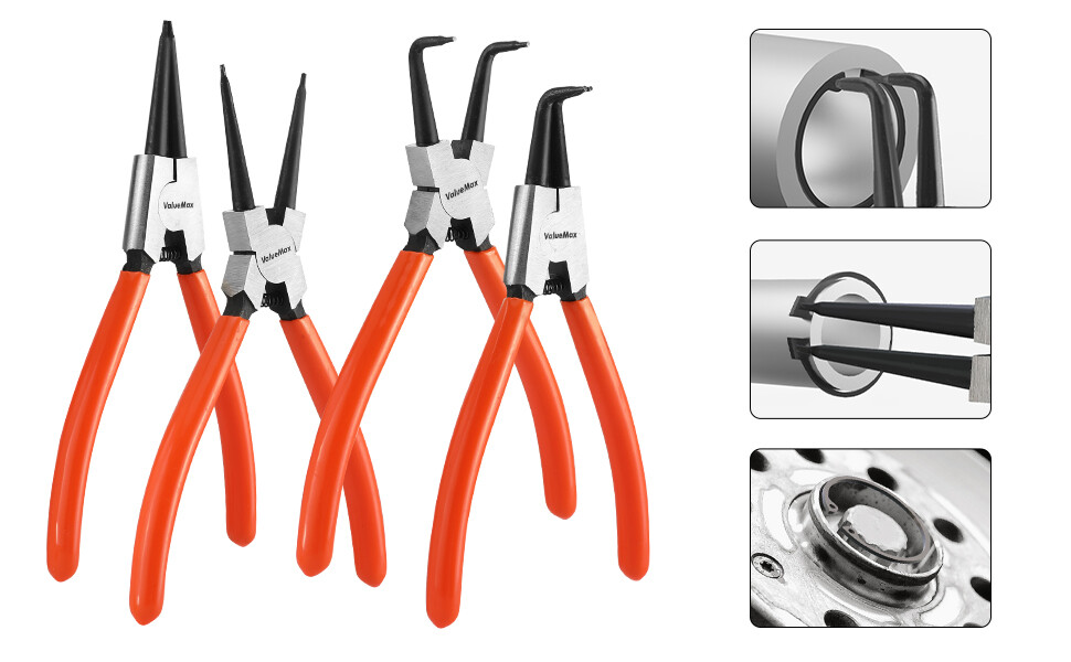 ValueMax 7 Inch 4 PCS Snap Ring Pliers Heavy Duty Set Internal/External C Clip