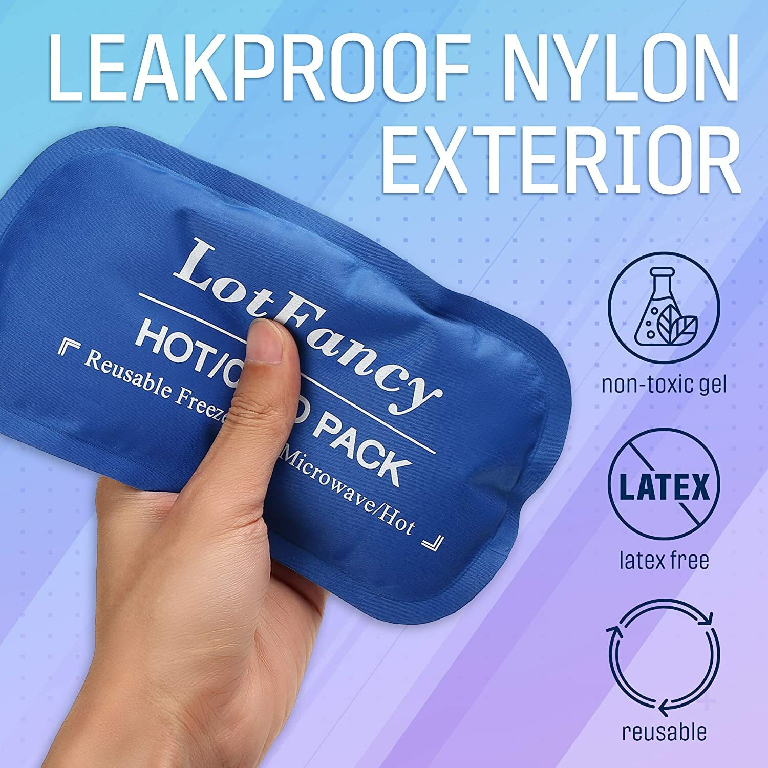 2PCS Reusable Hot/Cold Compress Gel Ice Packs for Sports Injuries Pain Relief