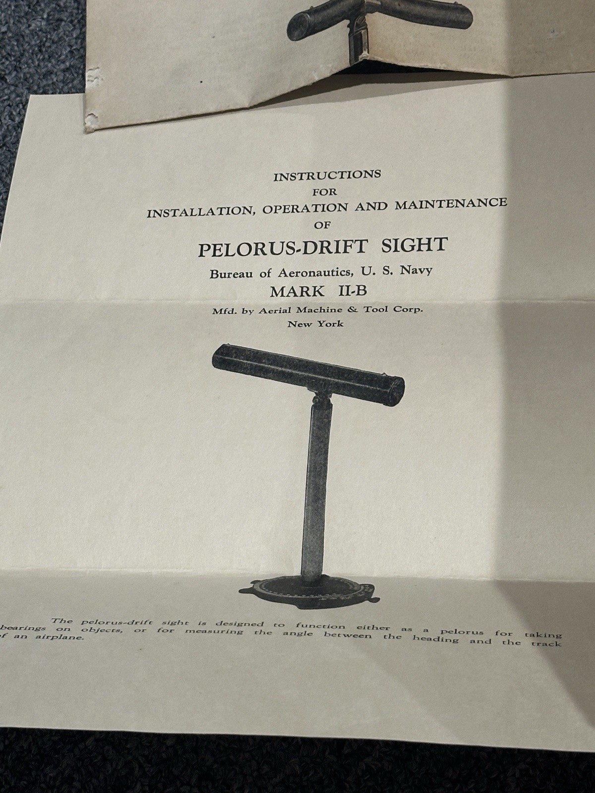 WWII U.S. Navy Pelorus Drift Sight Mark 2B Aero Instrument Co. Complete Antique