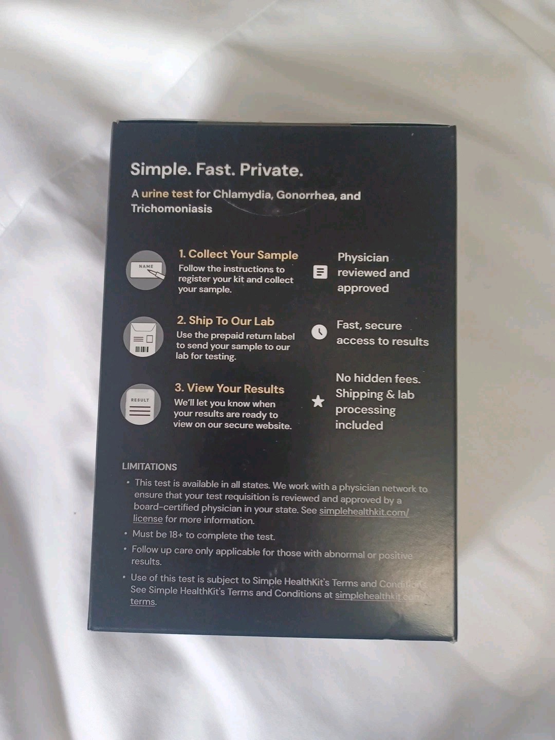 Simple HealthKit At-Home Common STD Test Kit, Price includes Shipping & Lab Fees