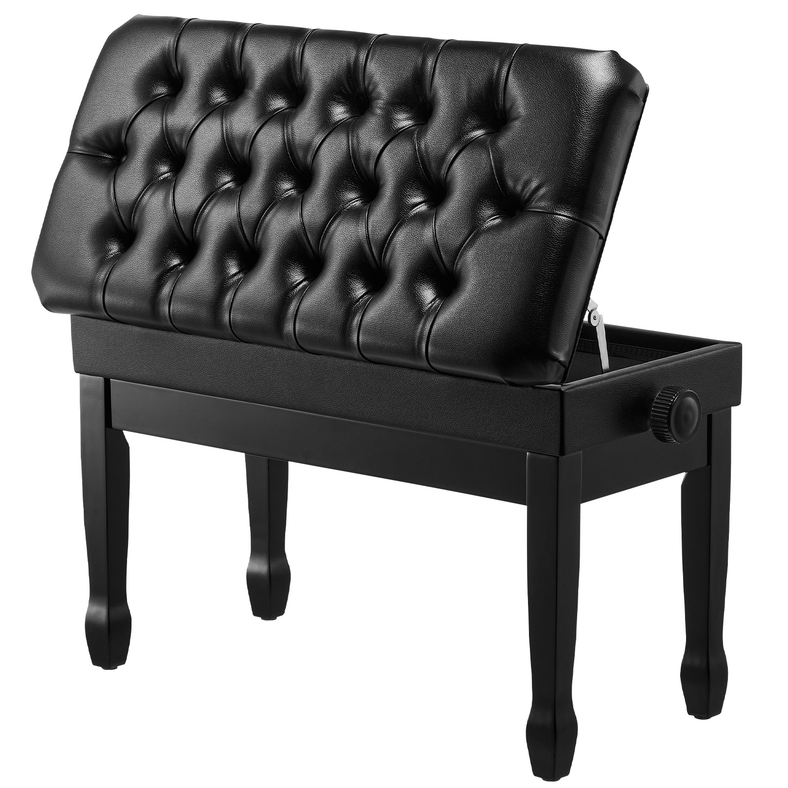 VEVOR Adjustable Duet Piano Keyboard Bench Storage Padded Seat Wooden Bookcase