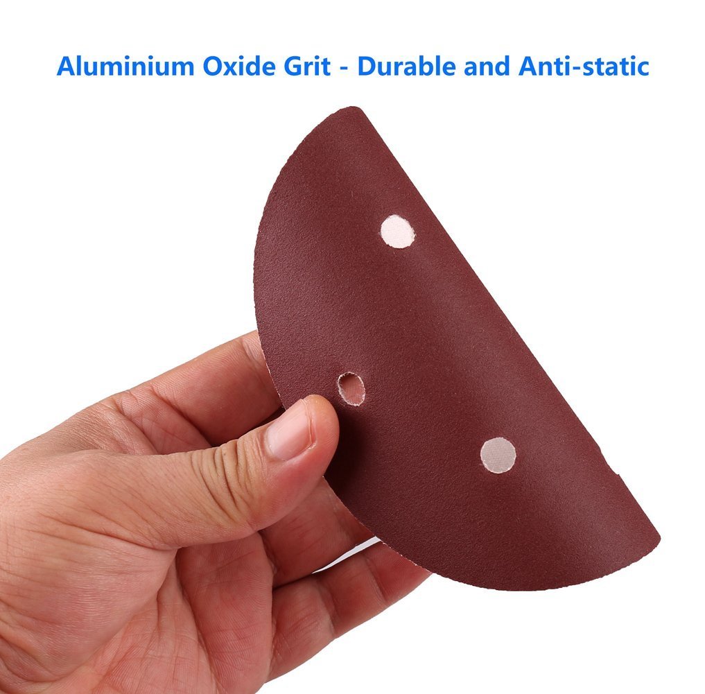 110Pcs 5in 8 Hole Sanding Discs Orbital Sandpaper Hook and Loop Assortment Grit