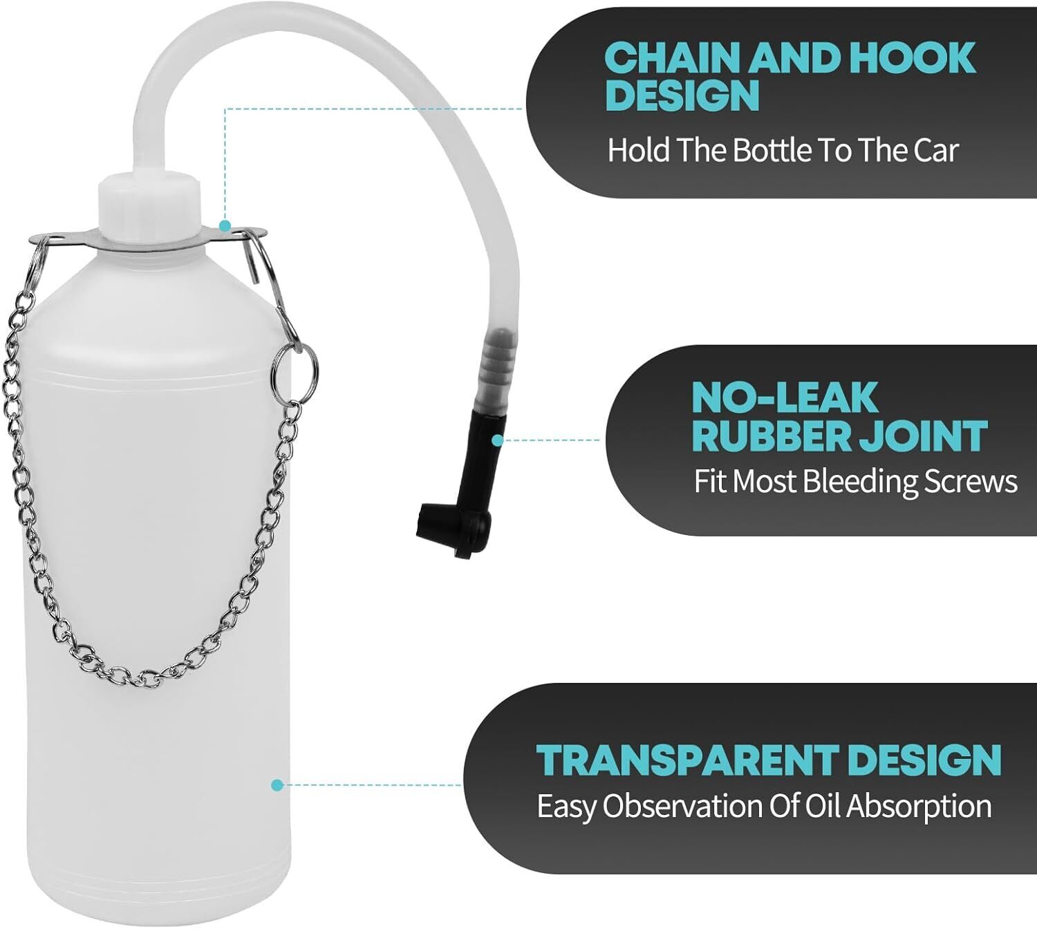 Brake Bleeder Kit 3L, Universal 4-PC Master Cylinder Adapters Fit Most Car Truck